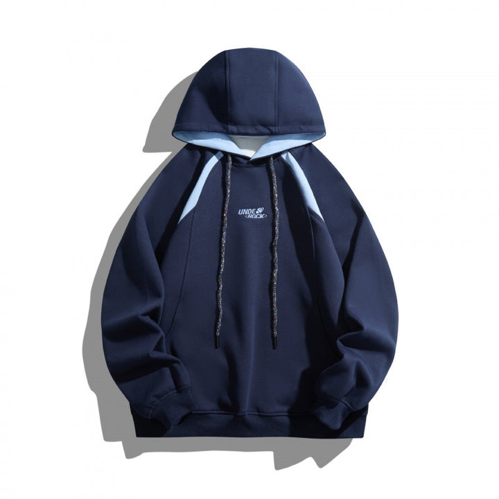 Unisex Oversize-Kapuzenpullover mit kontrastierenden Einsätzen, Kordelzug und Raglanärmeln Drune