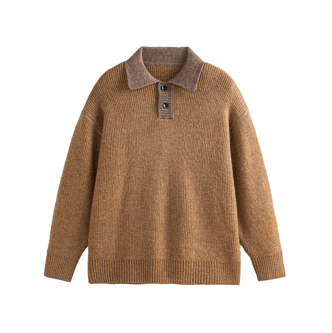 Damen Strickpoloshirt mit Fleckmuster, Rippstruktur und Knopfleiste Drune