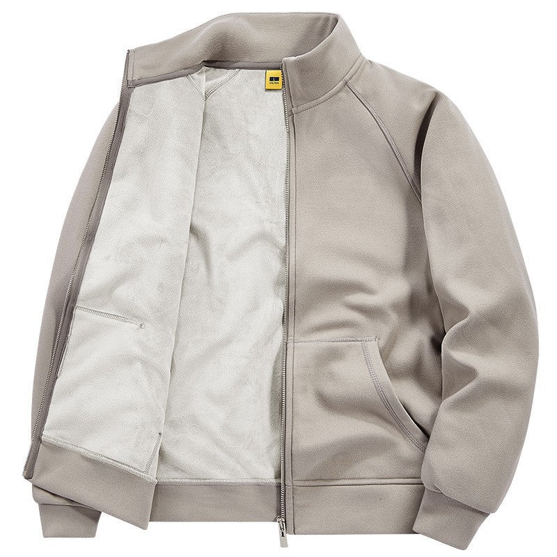Herren Isolierte Plüschfutter-Sweatjacke mit Stehkragen und verdeckten Innentaschen Drune