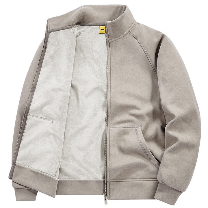 Herren Isolierte Plüschfutter-Sweatjacke mit Stehkragen und verdeckten Innentaschen Drune
