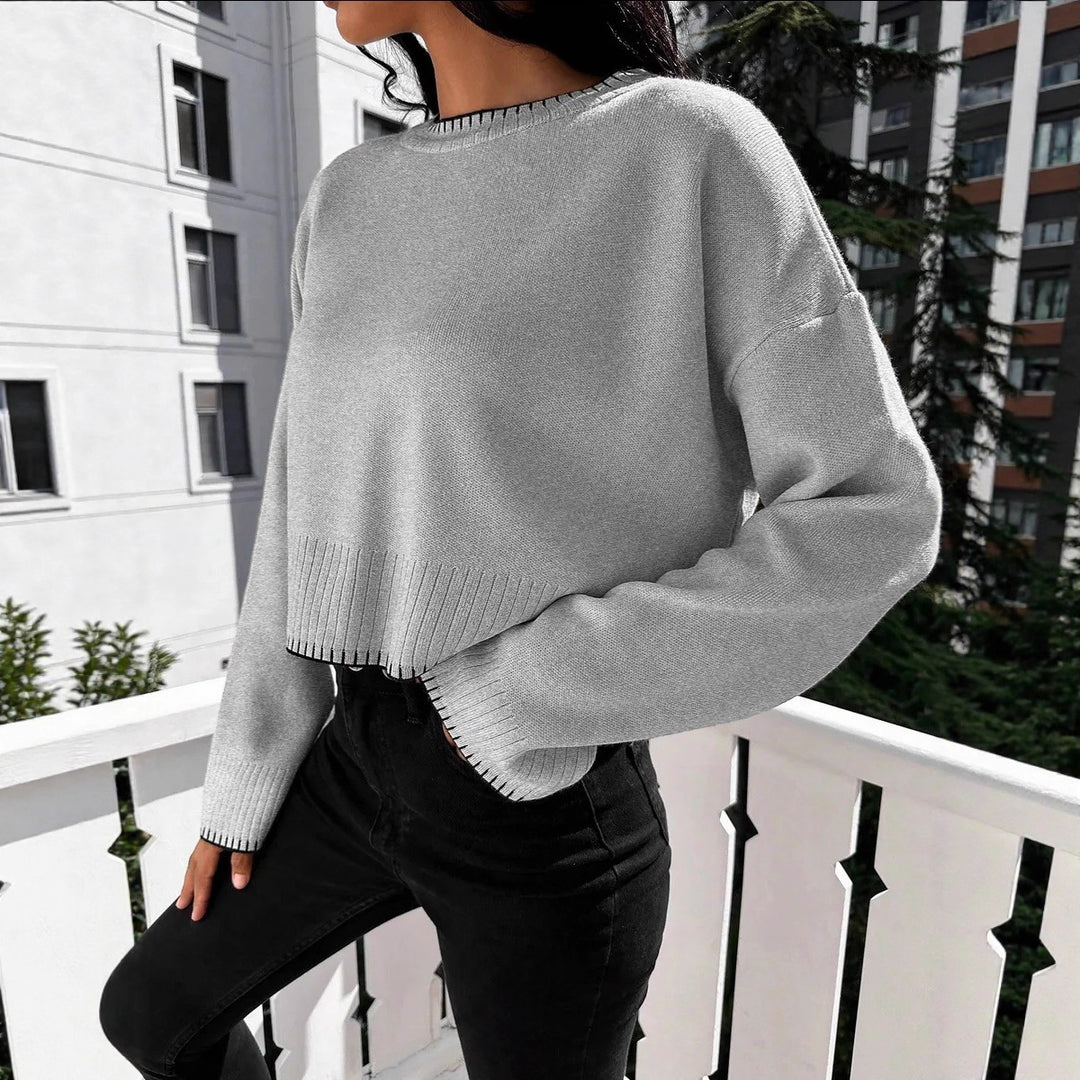 Damen Modischer Pullover mit asymmetrischen Kanten und strukturiertem Design Drune
