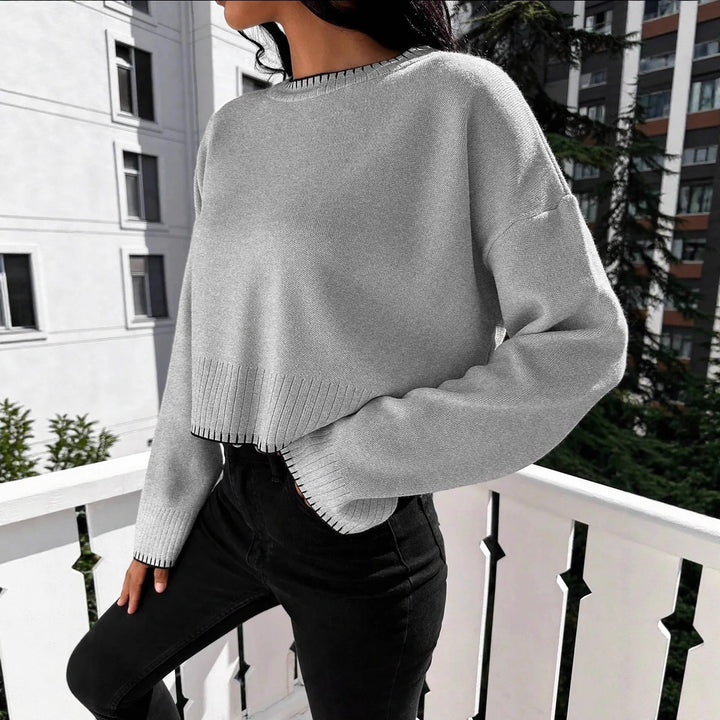 Damen Modischer Pullover mit asymmetrischen Kanten und strukturiertem Design Drune