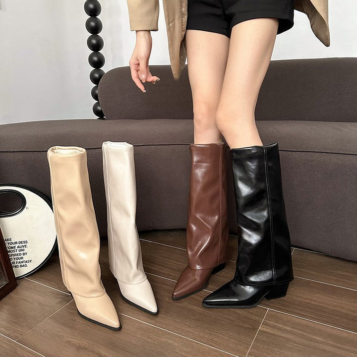 Damen Elegante und schicke Stiefel mit Blockabsatz Drune
