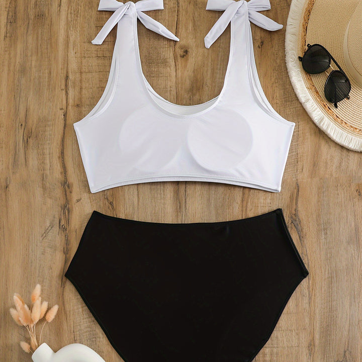 Damen Crop-Top-Bikini-Set mit verspielten Schleifen Drune