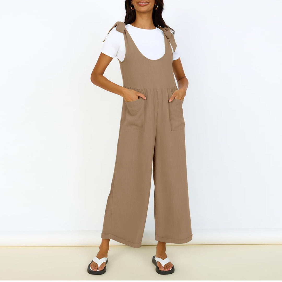 Damen Lässiger Jumpsuit mit verstellbaren Trägern und weitem Bein Drune