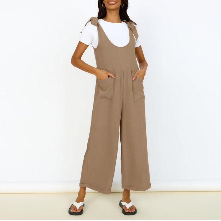 Damen Lässiger Jumpsuit mit verstellbaren Trägern und weitem Bein Drune