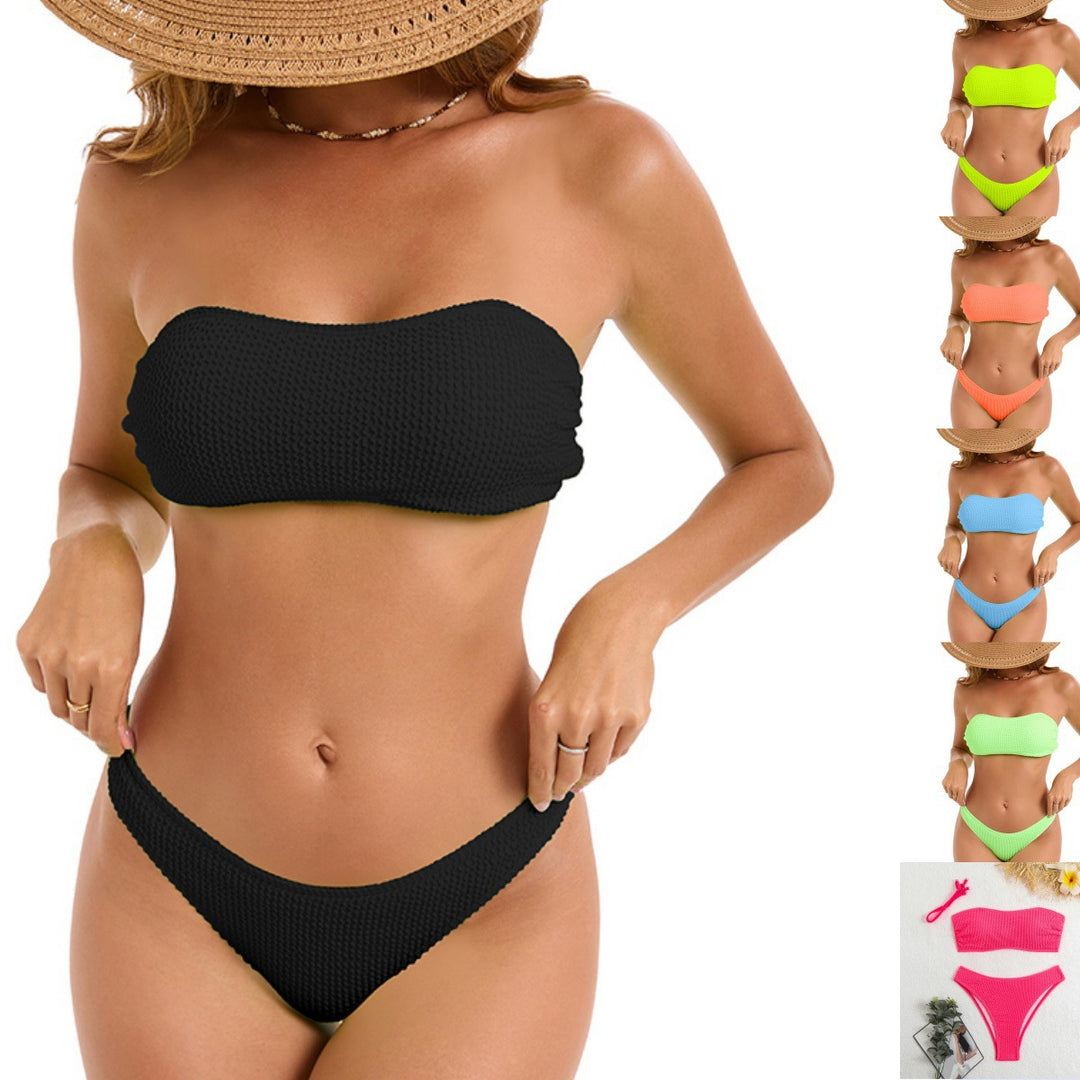 Femme Häkeln Bandeau Bikini Set Drune