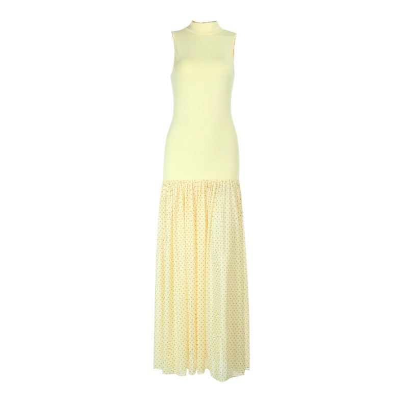 Damen Maxikleid mit ärmellosem Oberteil und romantischem Rüschensaum Drune