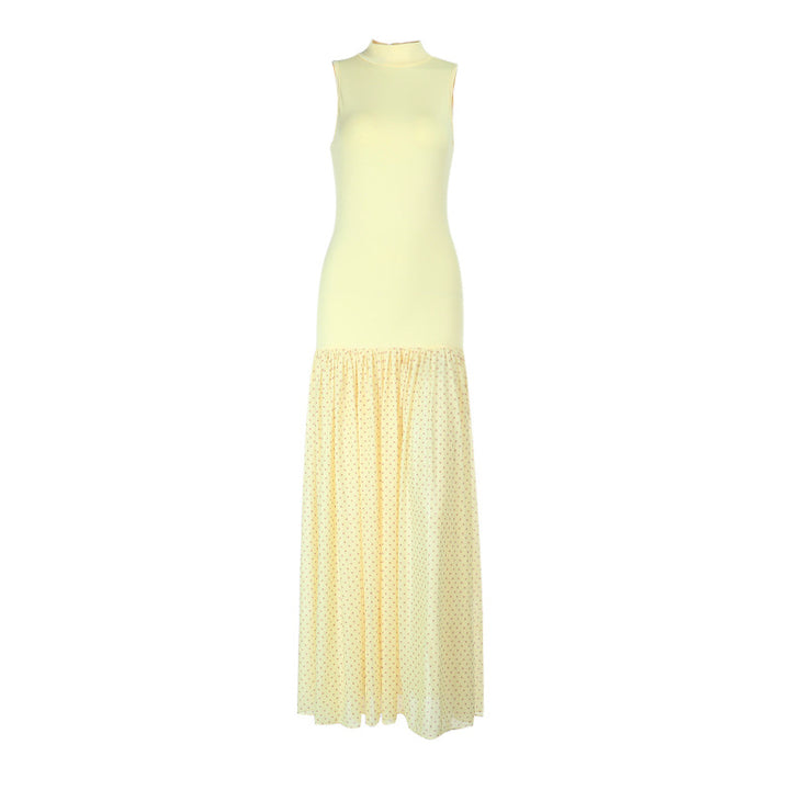 Damen Maxikleid mit ärmellosem Oberteil und romantischem Rüschensaum Drune