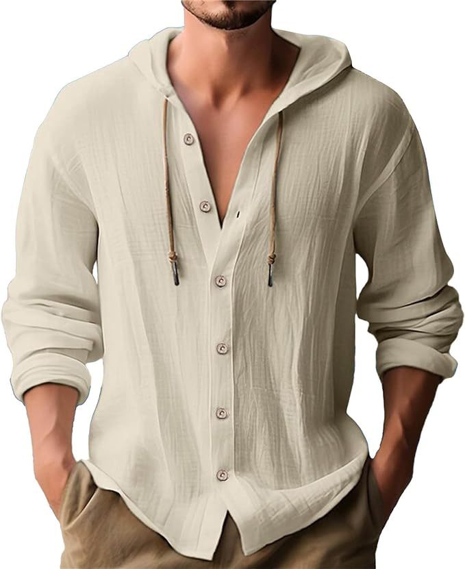 Herren lässige Hemdbluse mit Kapuze Drune