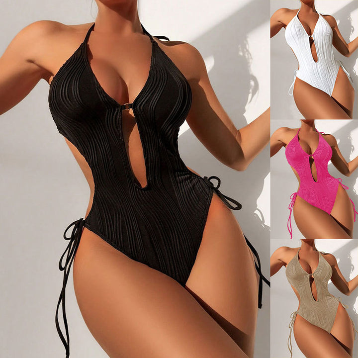Damen Einteiler Badeanzug mit raffiniertem Cut-Out und eleganten Schnürdetails Drune