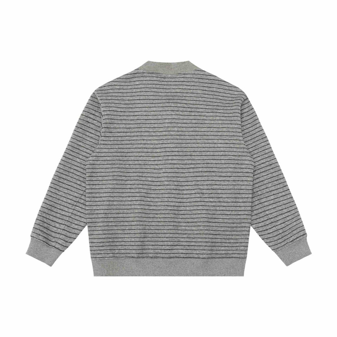 Herren Gestreifte Strick-Cardigan-Jacke mit V‑Ausschnitt und gerippten Bündchen Drune