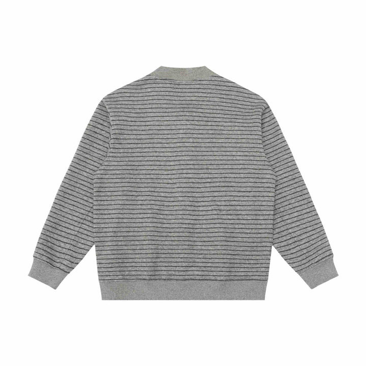 Herren Gestreifte Strick-Cardigan-Jacke mit V‑Ausschnitt und gerippten Bündchen Drune