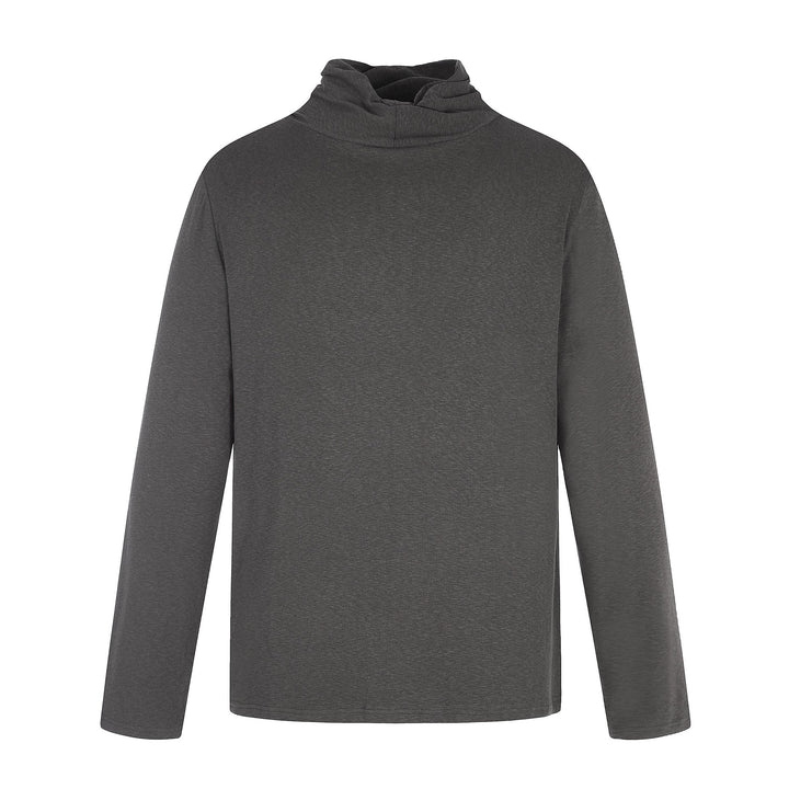 Damen Feines Baumwoll-Longsleeve mit gedrehtem Stehkragen und schmaler Silhouette Drune