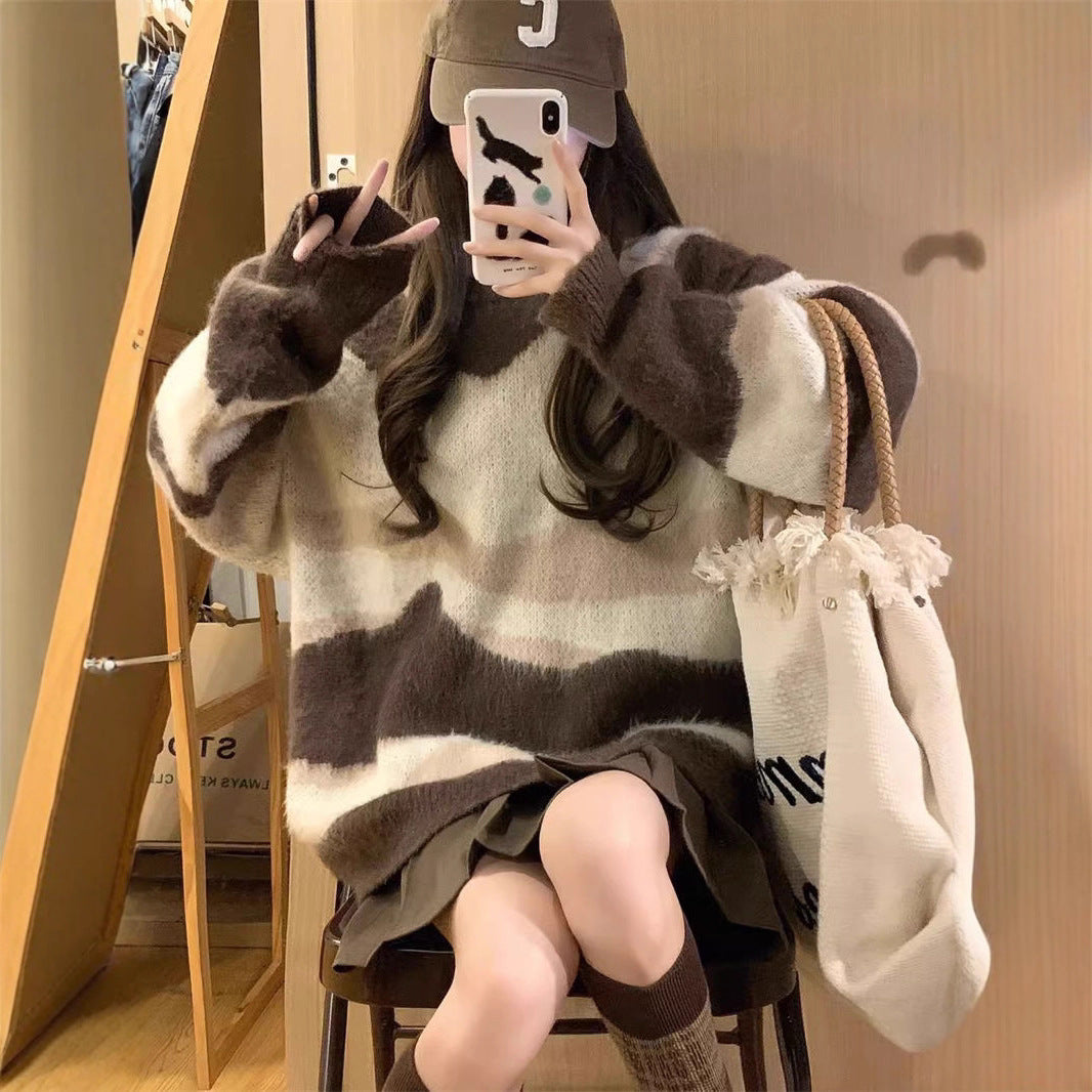 Damen Kuscheliger Oversized-Pullover mit modernen Farbverläufen Drune