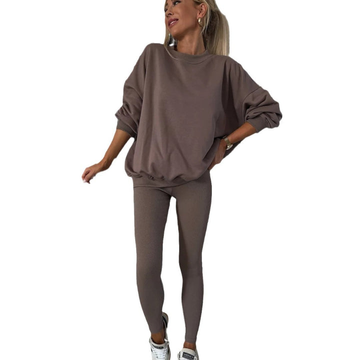 Damen zweiteiliges Lounge-Set mit oversized Sweatshirt und enganliegender Rippleggings Drune