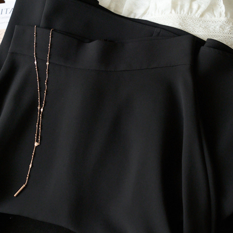 Damen Eleganter Midi-Rock mit verstellbarem Taillengürtel Drune