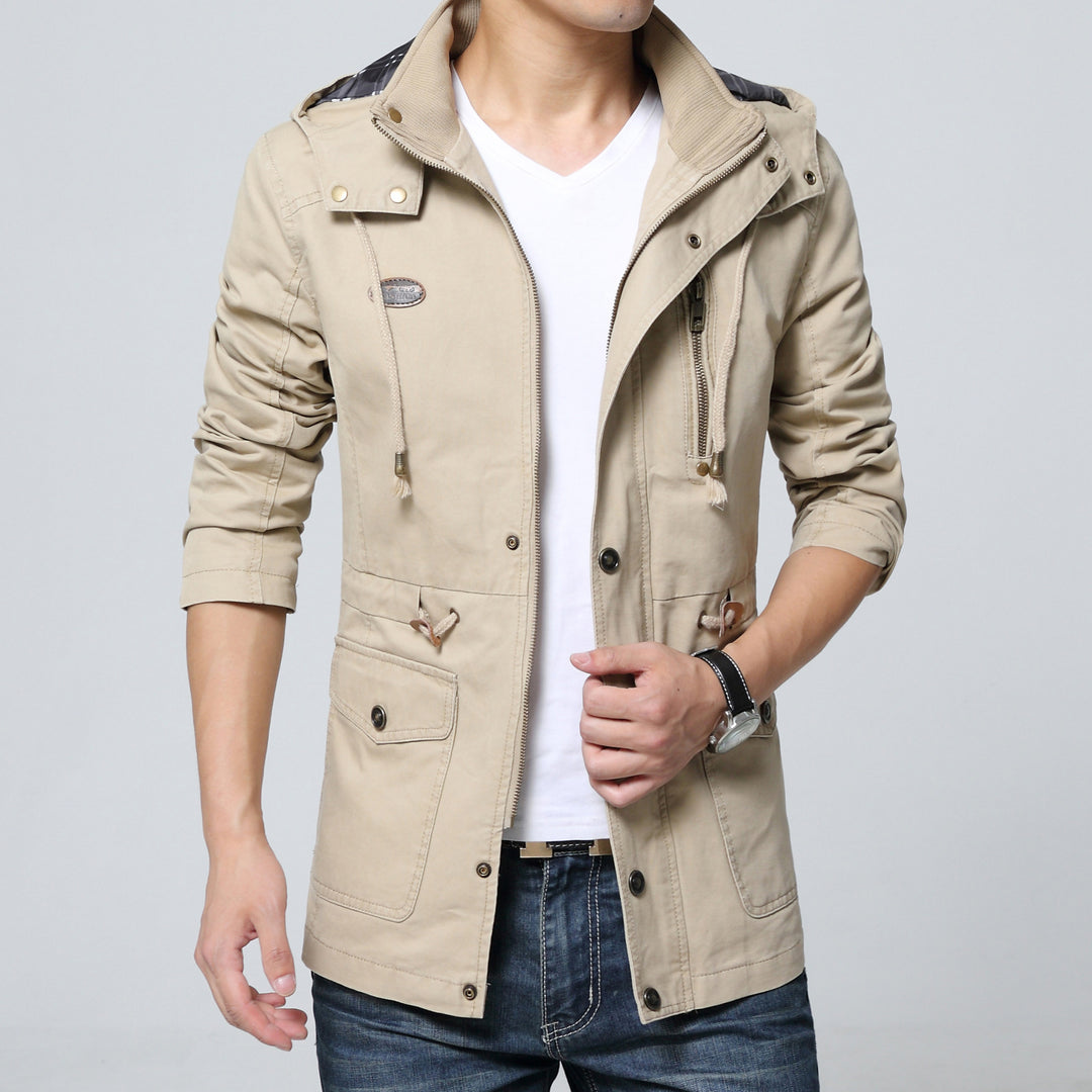 Herren Kapuzen-Parka im Fieldstyle mit Kordelzug und Reißverschluss Drune