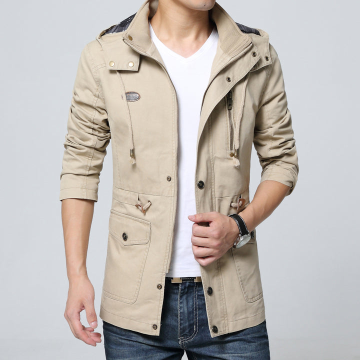 Herren Kapuzen-Parka im Fieldstyle mit Kordelzug und Reißverschluss Drune