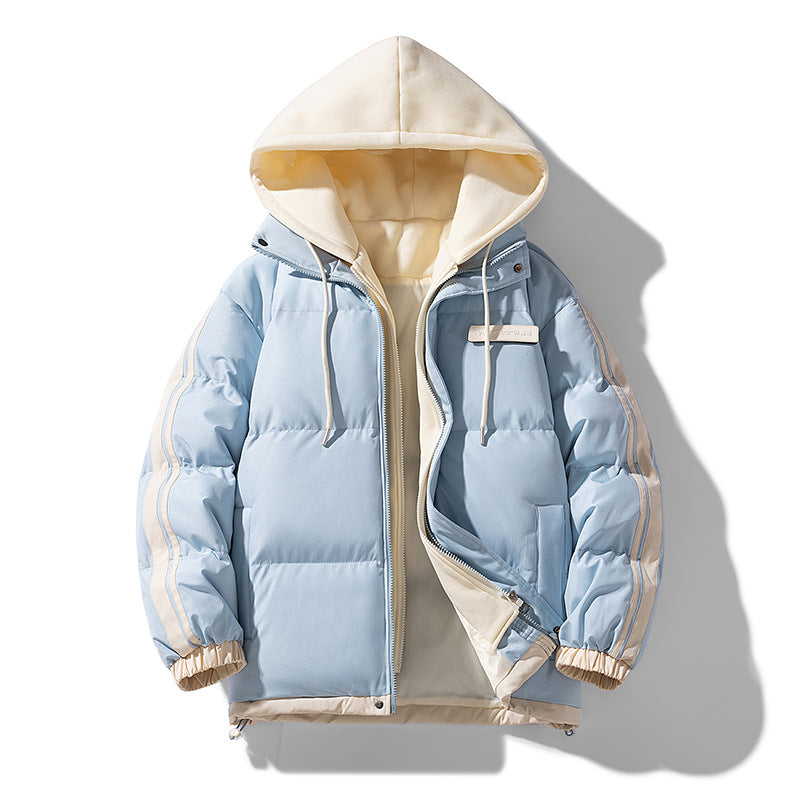 Herren wattierter Parka-Hybrid mit innenliegendem Hoodie, seitlichen Streifen und Zwei-Wege-Reißverschluss Drune