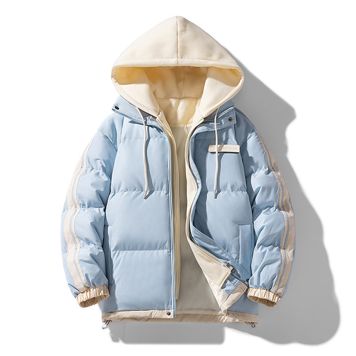 Herren wattierter Parka-Hybrid mit innenliegendem Hoodie, seitlichen Streifen und Zwei-Wege-Reißverschluss Drune