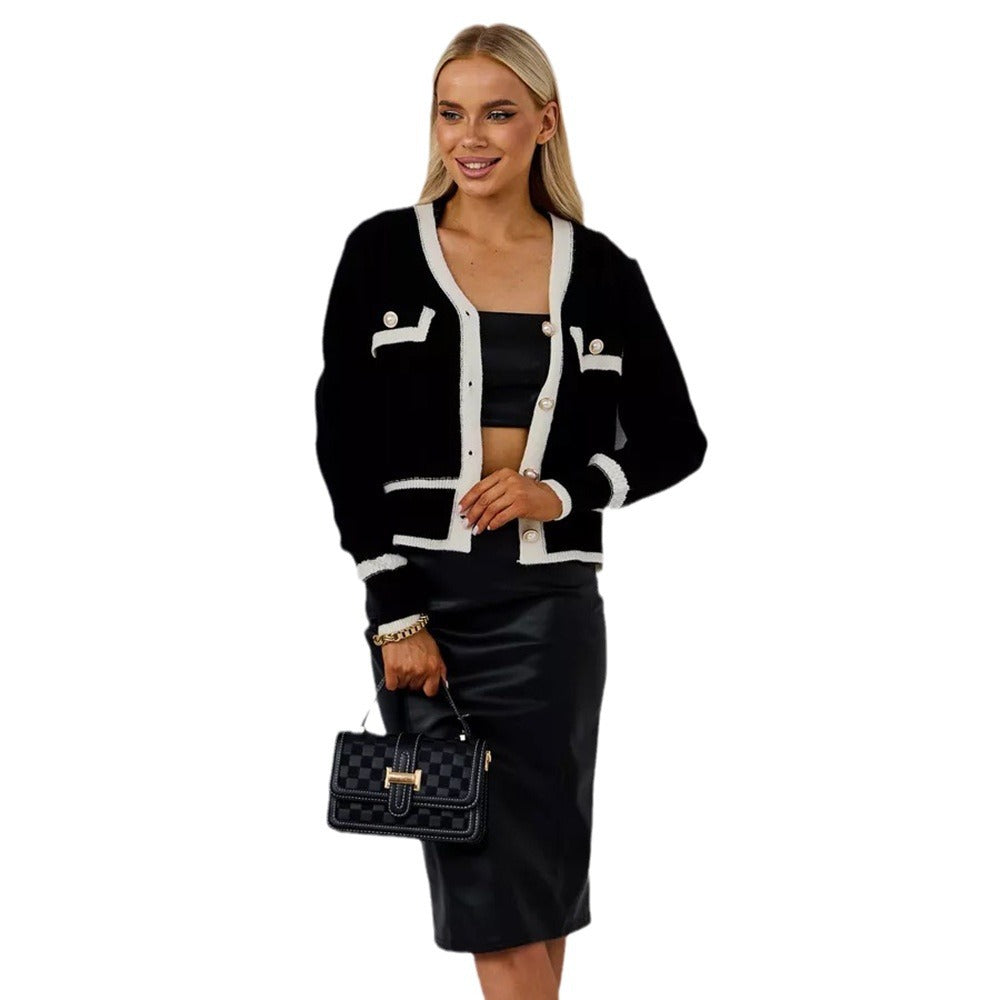 Damen Strickjacke mit Taschen und Knopfdetail Drune