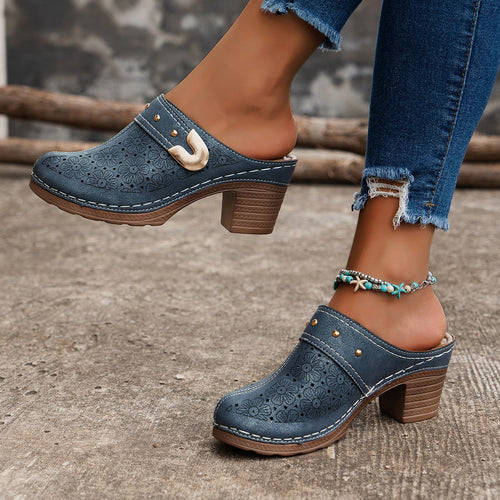 Damen Hohe Clogs mit floralem Muster und ergonomischem Fußbett Drune