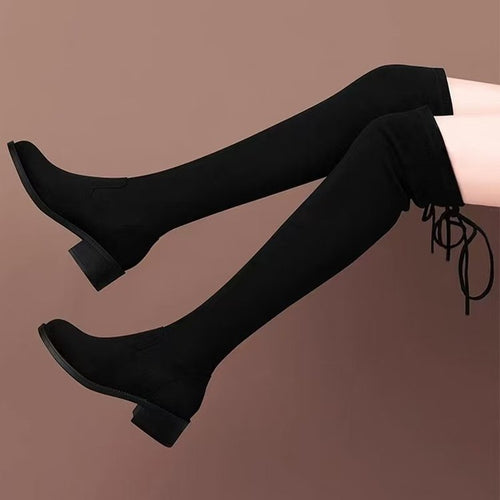 Damen Überknie Stiefel Drune