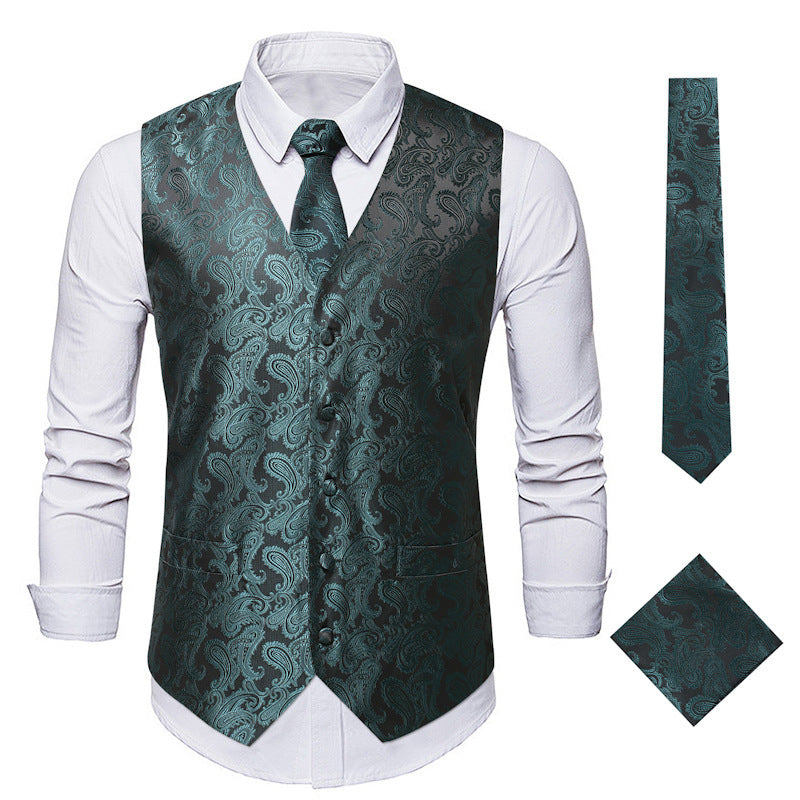 Herren elegante Weste mit feinem Paisleymuster und passendem Krawatten-Set Drune