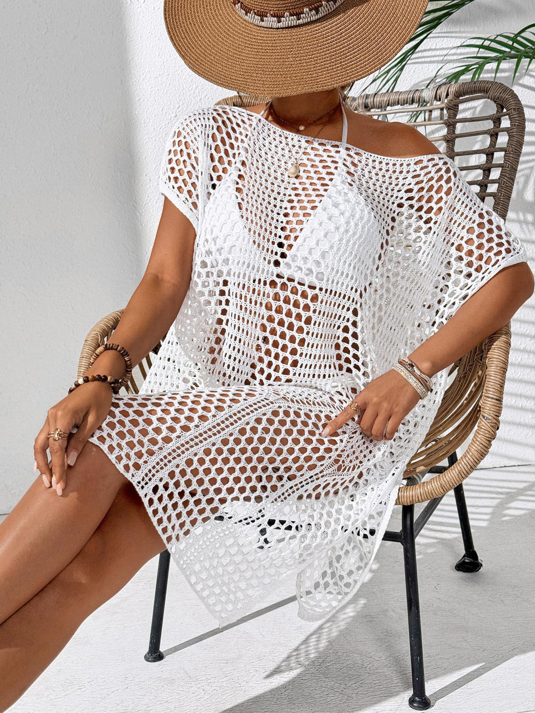 Damen eleganter häkel Strandüberwurf Drune