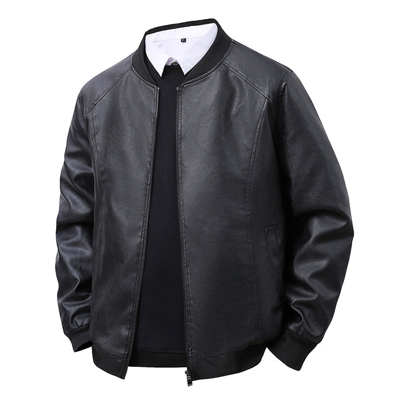 Herren Premium-Kunstleder-Blousonjacke mit Verdecktem Zwei-Wege-Reißverschluss & Rippbündchen Drune