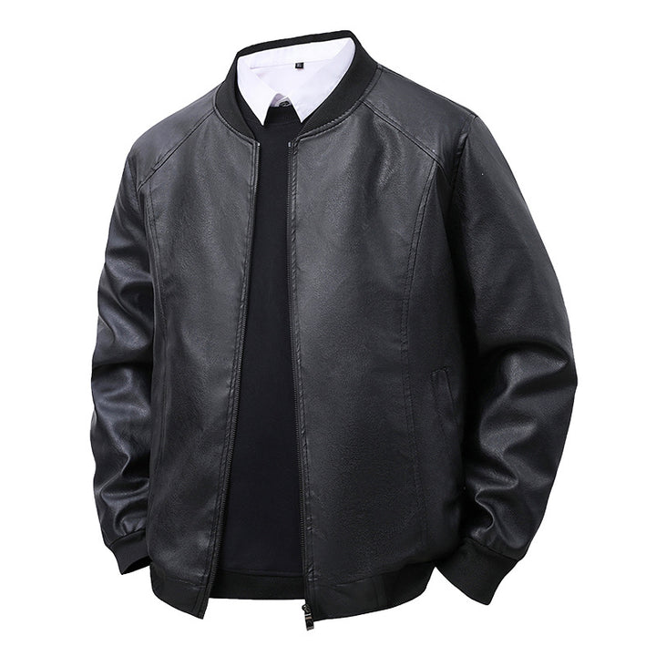 Herren Premium-Kunstleder-Blousonjacke mit Verdecktem Zwei-Wege-Reißverschluss & Rippbündchen Drune