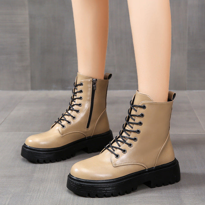 Damen Schnürstiefel mit robustem Profil und modischer Schnürung Drune