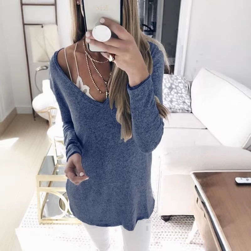 Damen feinstrick Tunika mit tiefem V-Ausschnitt und lässigem Oversized-Schnitt Drune
