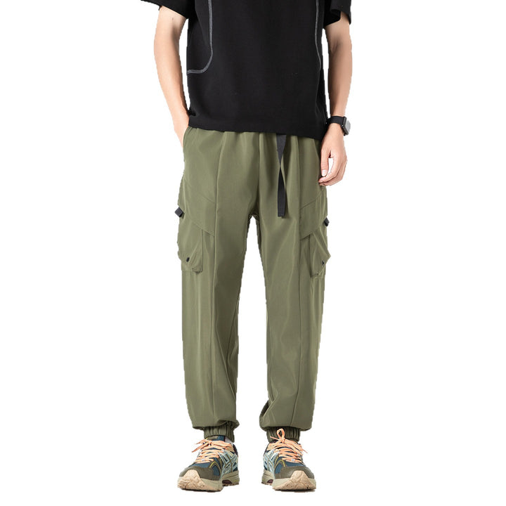 Herren Weite Cargo-Joggerhose mit elastischem Tunnelzugbund, Mehrfachklappentaschen und gerippten Knöcheln Drune