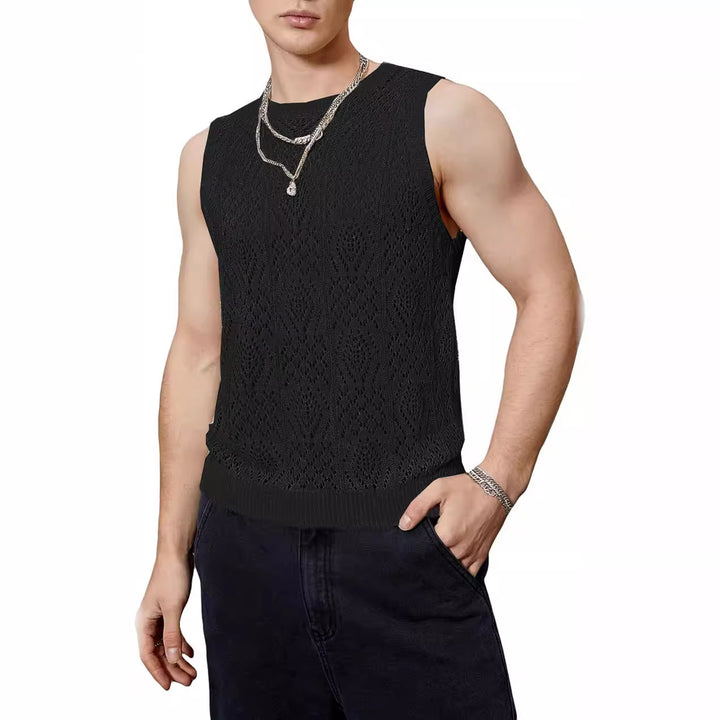 Herren Strickoberteil mit raffiniertem Lochmuster Drune