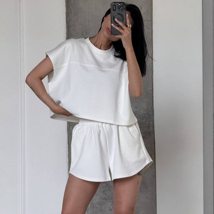Damen Sportliches Kurzarm-Oberteil und Shorts-Set Drune
