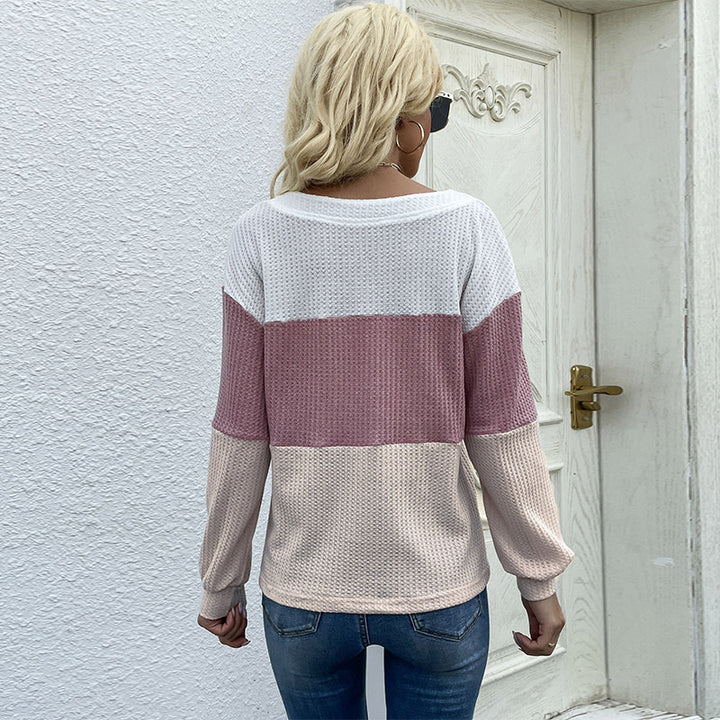 Damen Elegantes Langarm Oberteil mit Knopfdetails Drune