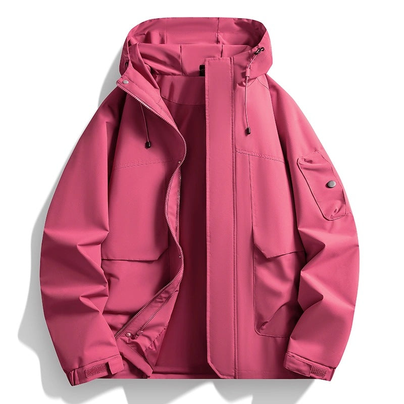 Herren Wasserdichte Kapuzenjacke im Utility-Stil mit verschweißten Nähten und verdecktem Reißverschluss Drune