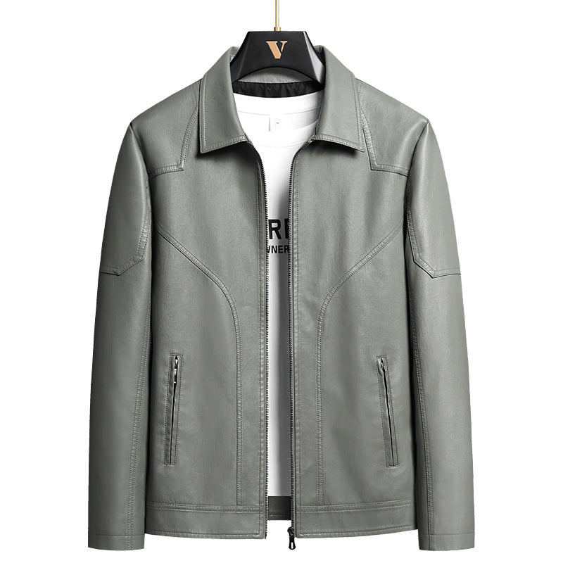 Herren Elegante Kunstlederjacke Drune