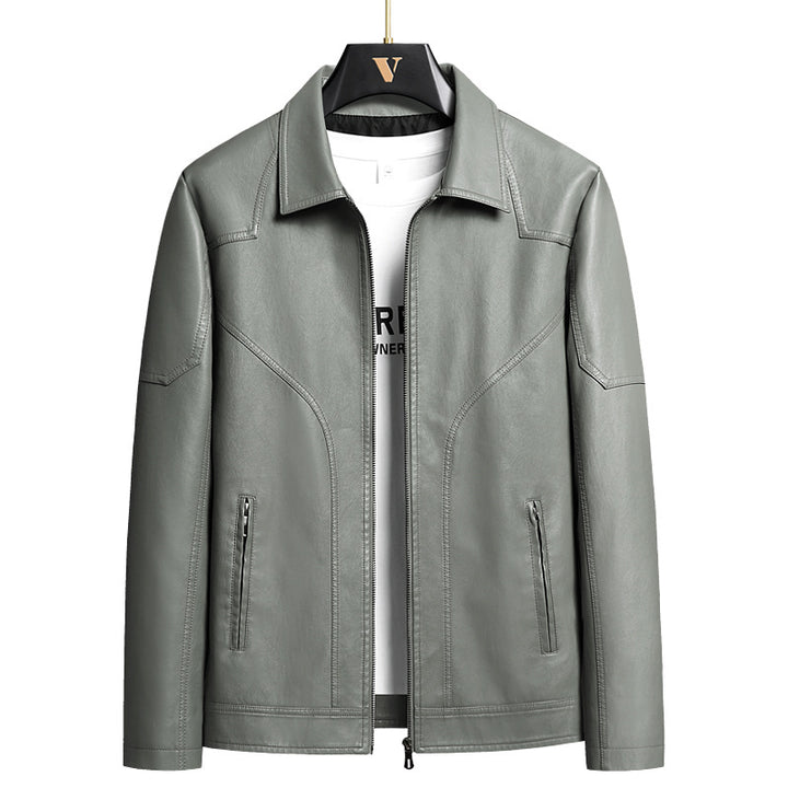 Herren Elegante Kunstlederjacke Drune