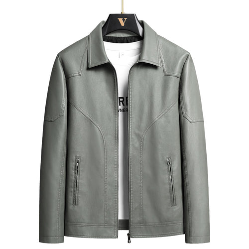 Herren Elegante Kunstlederjacke Drune