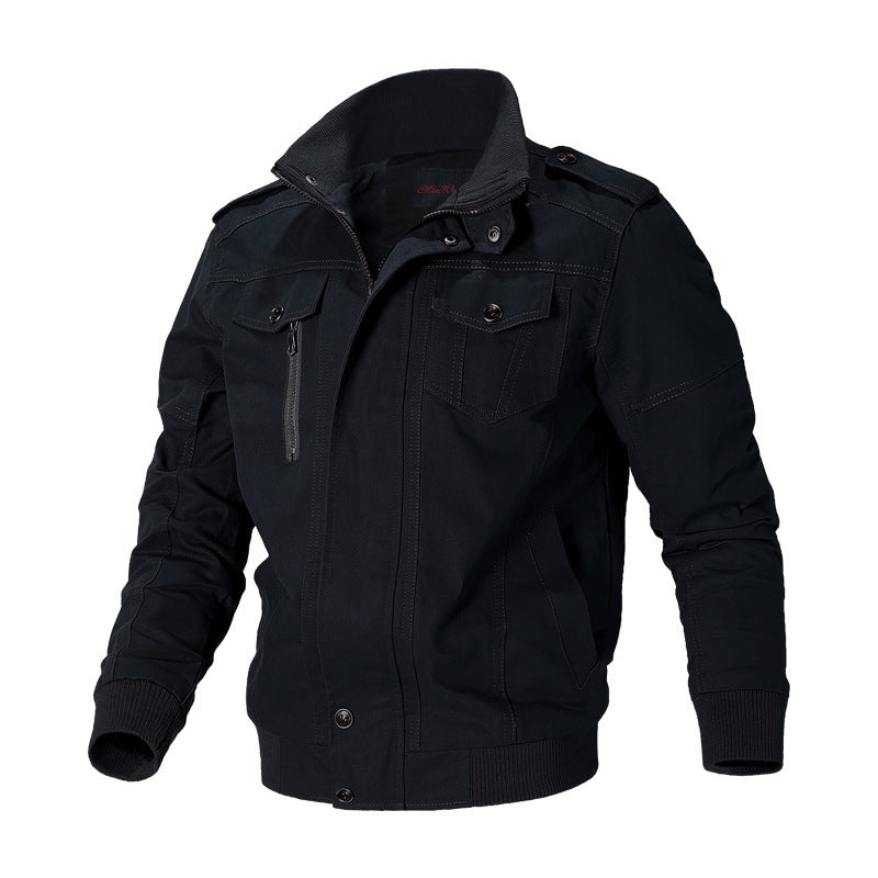 Herren nan robuste Canvas-Bomberjacke im Field-Stil mit Epauletten, verdeckter Druckknopfleiste und funktionalen Taschen Drune