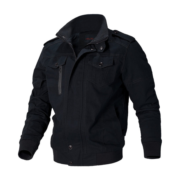 Herren nan robuste Canvas-Bomberjacke im Field-Stil mit Epauletten, verdeckter Druckknopfleiste und funktionalen Taschen Drune