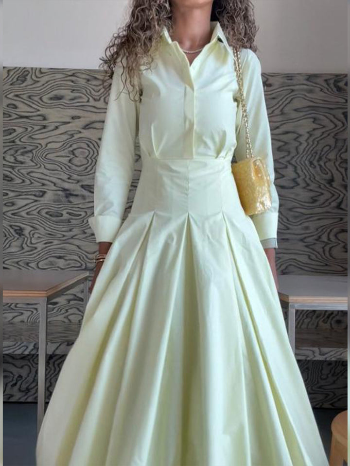 Damen Hemdblusenkleid mit taillierter Korsagenpassform und weitem Faltenrock Drune