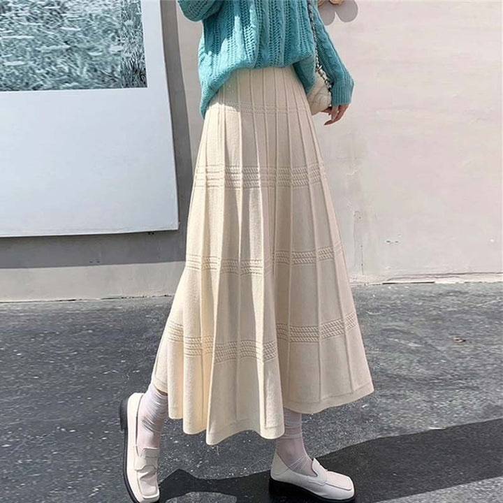 Damen Eleganter Strick-Maxirock Drune