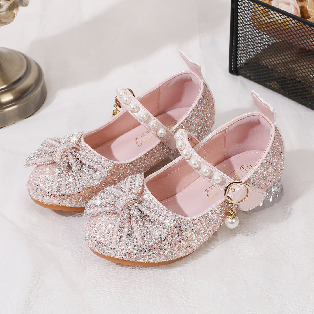 Damen Glitzernde Ballerinas mit Perlenverschluss Drune