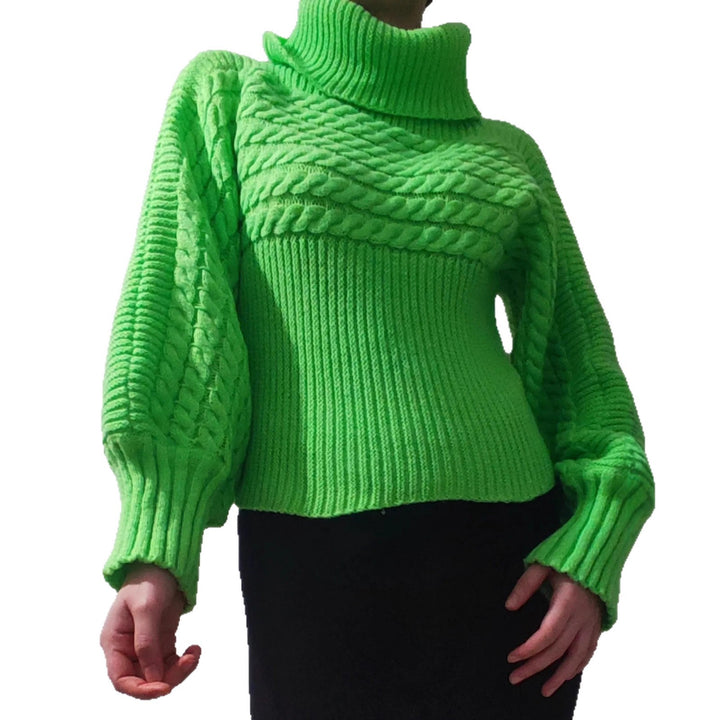 Damen Grobstrickpullover mit hohem Kragen und strukturiertem Design Drune