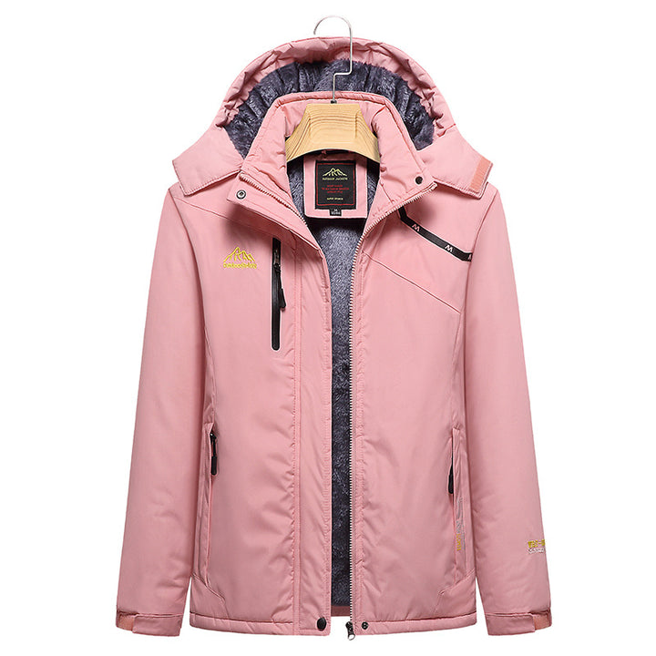 Damen Wattierte Winterjacke mit Fleece‑Innenfutter, abnehmbarer Kapuze und wasserdichter Softshell-Außenlage Drune