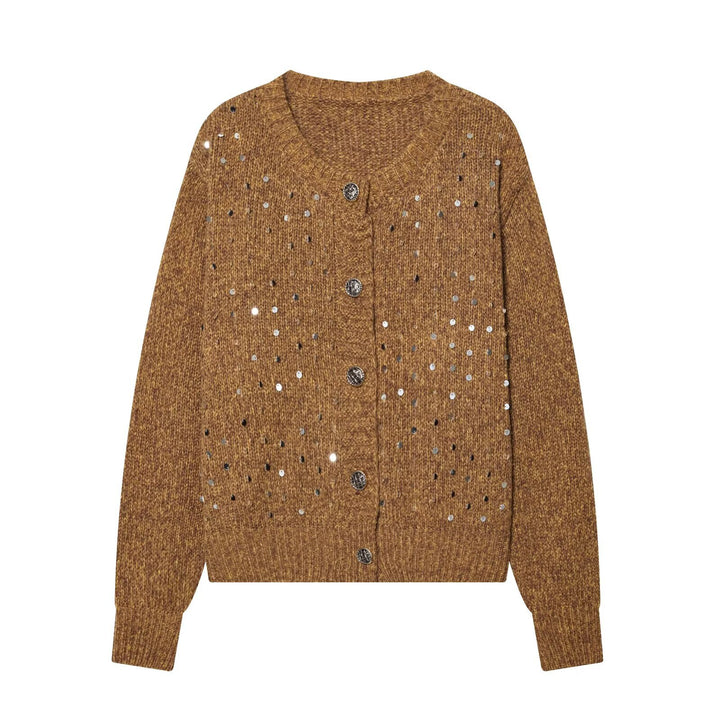 Damen Strickcardigan mit Pailletten und Zierknöpfen Drune